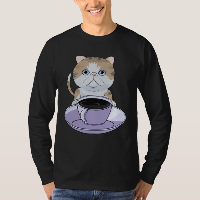 T-shirt I Love My Coffee and Exotic Shorthair Cat (Devant)