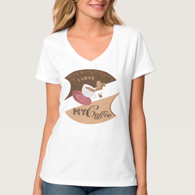 T-shirt I Love My Coffee Retro Diner Java Splash (Devant)
