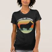 T-shirt I Love My Corgi mignonne Retro Sunset Chien Femme (Devant)