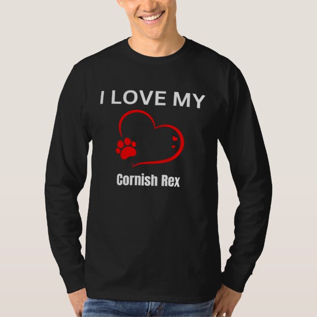 T-shirt I love my cornish rex breed cat Cat (Devant)