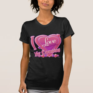 T-shirt I Love My Cousins rose/violet - coeur
