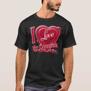 T-shirt I Love My Cousins rouge - coeur