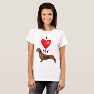 T-shirt I Love My Dachshund Red Heart Women's