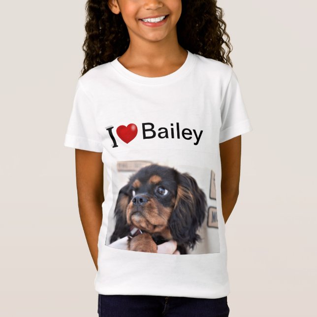 T-Shirt I Love My Dog photo personnalisée (Devant)