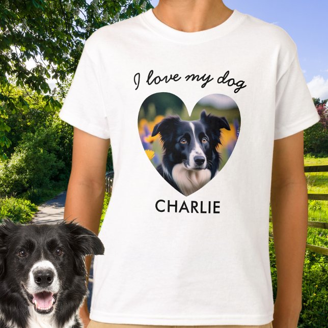 T-shirt 'I Love My Dog' Photo personnalisée pour animal de (A t-shirt for dog lovers, to personalize with photo and name of pet)