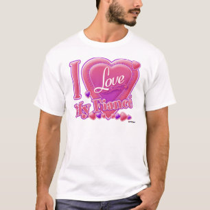 T-shirt I Love My Fiance rose/violet - coeur