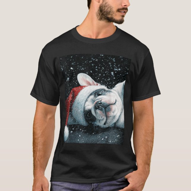 T-shirt I Love My French Bulldog Christmas Cute  (Devant)