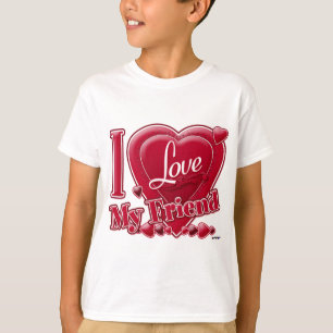 T-shirt I Love My Friend rouge - coeur