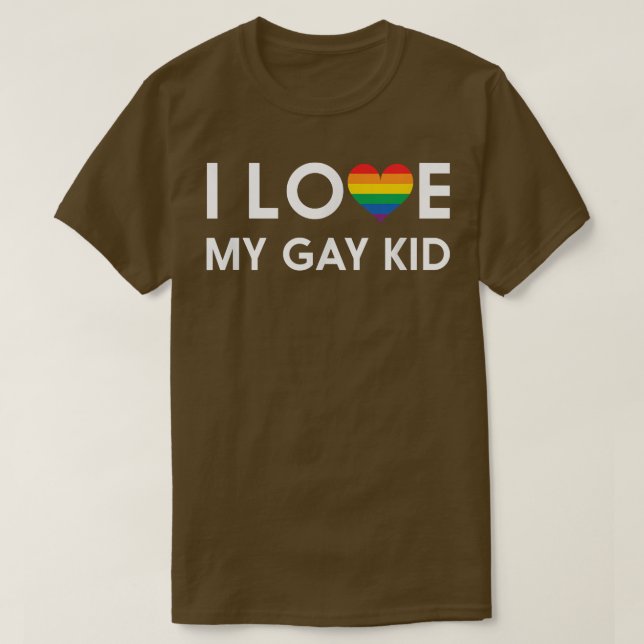 T-shirt I Love My Gay Kid - Rainbow Heart (Design devant)