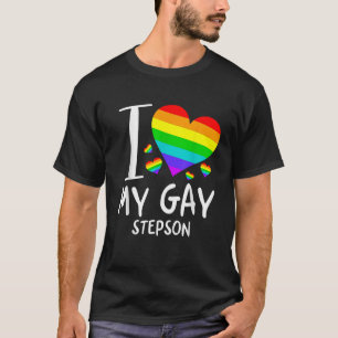 T-shirt I Love My Gay Stepson LGBT Mois Famille Fier T Sh