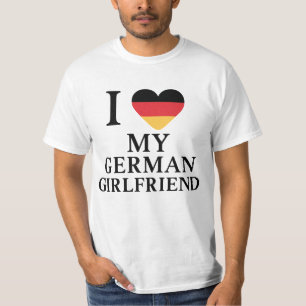 T-shirt I Love My German Girlfriend Allemagne Drapeau Coeu