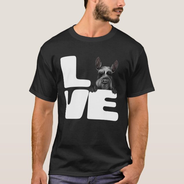 T-shirt I Love My Giant Schnauzer Dog (Devant)