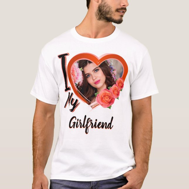 T-shirt I Love My Girl friend-Photo-Red-Heart-T-Shirt (Devant)
