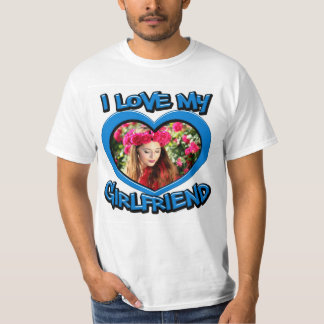 T-shirt I Love my Girlfriend Bubble Heart Frame Blue