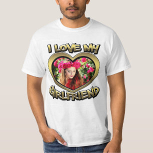 T-shirt I Love my Girlfriend Bubble Heart Frame Gold