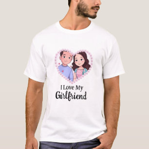 T-shirt I Love My Girlfriend Cartoon minimaliste mignon ph