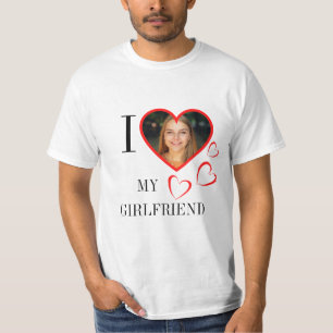 T-shirt I Love My Girlfriend Custom Heart Your Photo