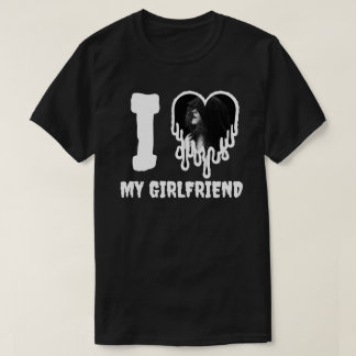 T-shirt I Love My Girlfriend Gothic White Heart Photo