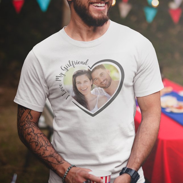 T-shirt I Love My Girlfriend Heart Photo (Créateur téléchargé)