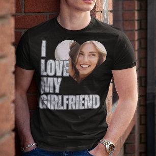 T-shirt I Love My Girlfriend Heart Photo Boyfriend Cadeau