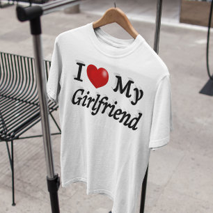 T-shirt I Love My Girlfriend mignon texte noir