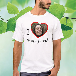 T-shirt I Love My Girlfriend Petit ami Texte Photo Personn