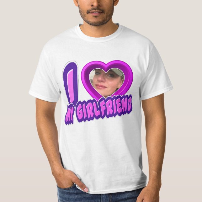 T-shirt I Love My Girlfriend Photo Chemise personnalisée (Devant)