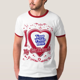T-shirt I Love My Girlfriend Photo Coeurs rouges
