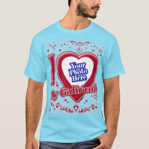 T-shirt I Love My Girlfriend Photo Coeurs rouges Horizon b