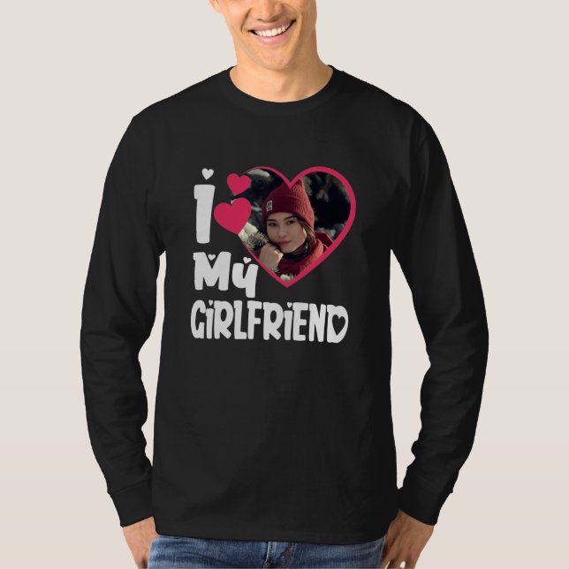 T-shirt I Love My Girlfriend Photo personnalisée (Devant)