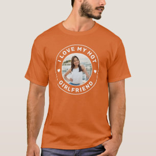 T-shirt I Love My Girlfriend Photo personnalisée Orange