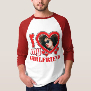 T-shirt I Love My Girlfriend Photo Texte personnalisé