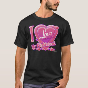 T-shirt I Love My Girlfriend pink/violet - coeurs