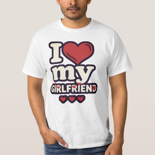 T-shirt I Love My Girlfriend Shirt - Retro Bubble Heart (Devant)