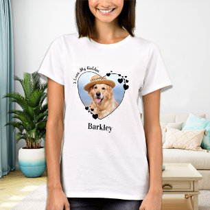 T-shirt I Love My Golden Retriever Chien Coeur de Chien Pe