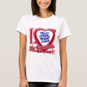 T-shirt I Love My Grand-mère coeur rouge - photo