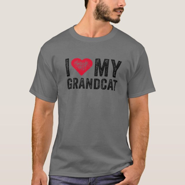 T-shirt I Love My Grandcat Red Heart Cat Pet Lover Funny V (Devant)