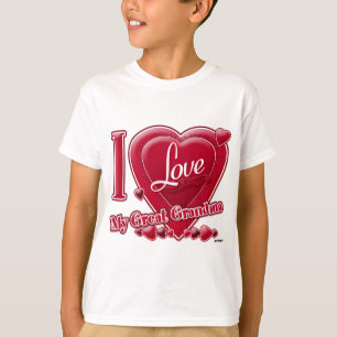 T-shirt I Love My Great Grand-mère rouge - coeur