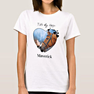 T-shirt I Love My Horse Personalized Heart Pet Photo