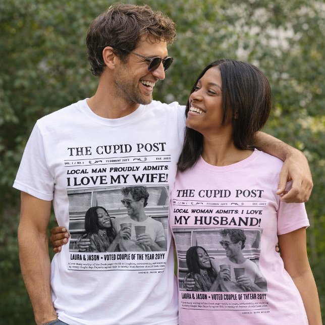 T-shirt I LOVE MY HUSBAND Shirt, Fun Custom Newspaper  (I LOVE MY HUSBAND Shirt, Fun Custom Newspaper T-Shirt )