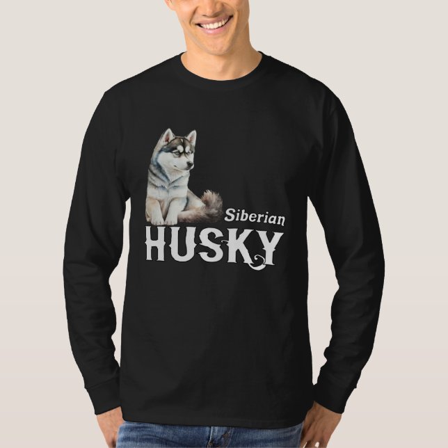 T-shirt I Love My Husky Cute Sled Dog Siberian Husky (Devant)