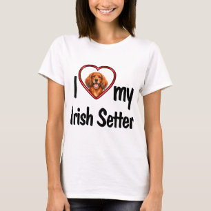 T-shirt I Love My Irish Setter Cute Red Heart Photo Frame