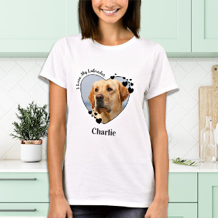 T-shirt I Love My Labrador Dog Personnaliser Heart Pet Pho