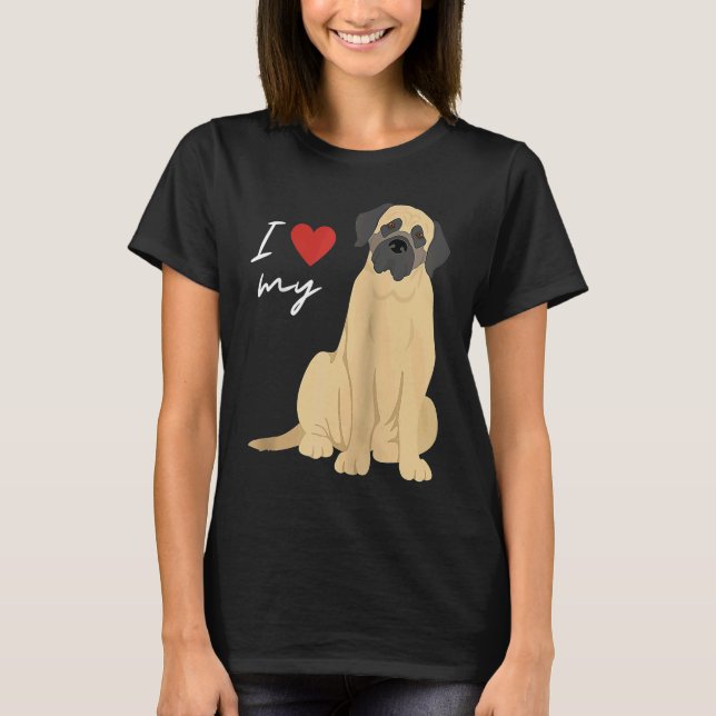 T-shirt I Love My Mastiff Dog  Raglan Baseball (Devant)
