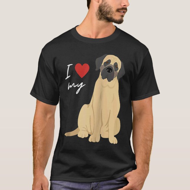 T-shirt I Love My Mastiff Dog  Raglan Baseball (Devant)