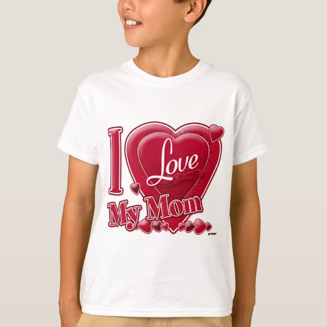 T-shirt I Love My Mom rouge - coeur (Devant)