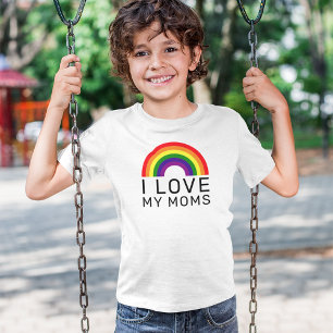 T-shirt I Love My Moms Rainbow Colours Gay pride Mois