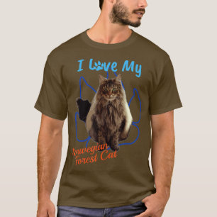 T-shirt I Love My Norwegian Forest Cat Cat Lover Paw Print