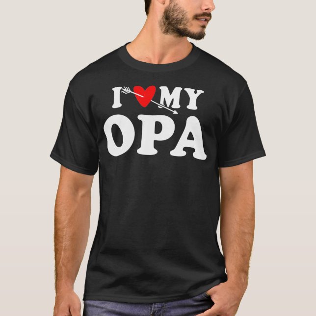 T-shirt I Love My Opa with Heart Wear for Grandson (Devant)