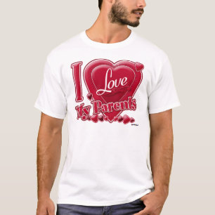 T-shirt I Love My Parents rouge - coeur